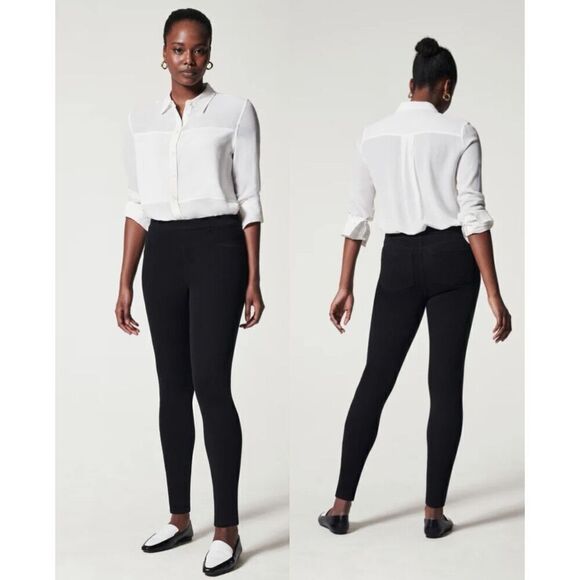 SPANX‎ Jean-ish Ankle Leggings Black Women’s Size Large - Picture 1 of 7